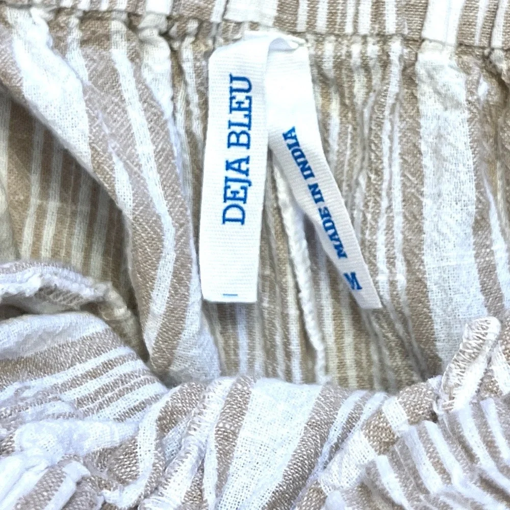 Deja Bleu,Linen Blend Striped Drawstring Pants Coastal Resort Beach Chic Size M - Picture 3 of 8